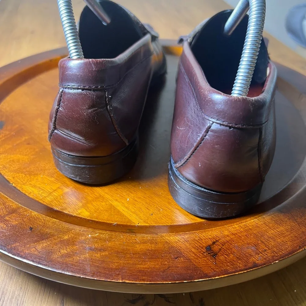 Vintage GH Bass Weejuns Tassel Loafers Handsewn USA Shoes Leather Burgundy 10